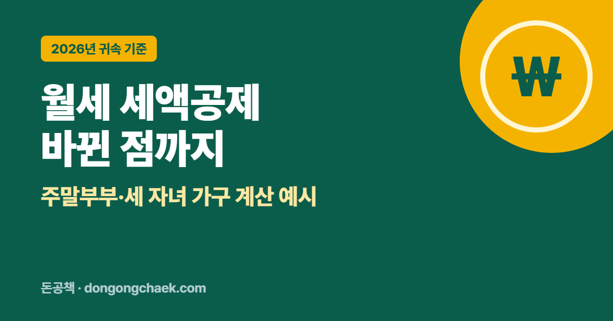 월세 세액공제 조건과 신청 방법, 2026년 귀속 주말부부·다자녀 바뀐 점